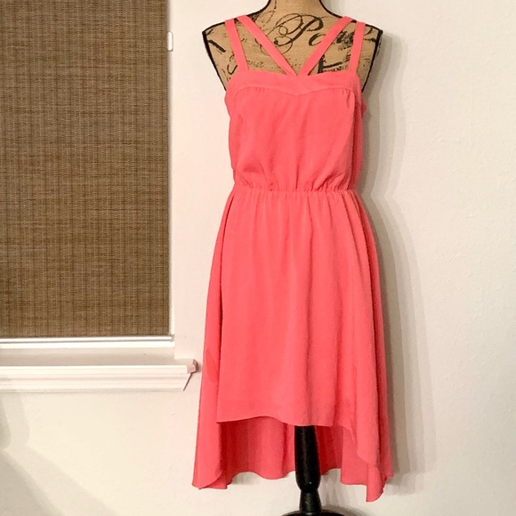 Gianni Bini Small Coral Pink High-Low Dress - Picture 1 of 3